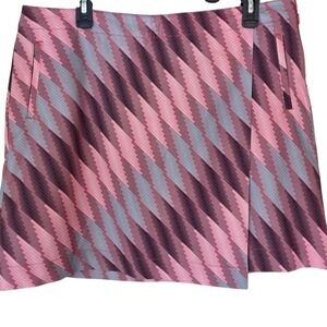 PGA Tour Womens Golf Skort Size 14 Pink Grey Geometric Chevron Athletic Skirt